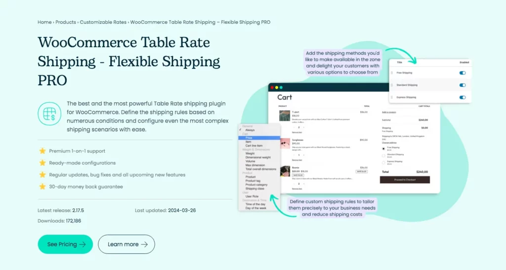 Envío con tarifa de tabla para WooCommerce mediante envío flexible - Página de inicio