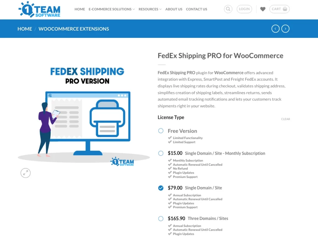 Расширенный плагин доставки FedEx от One Team Software — домашняя страница