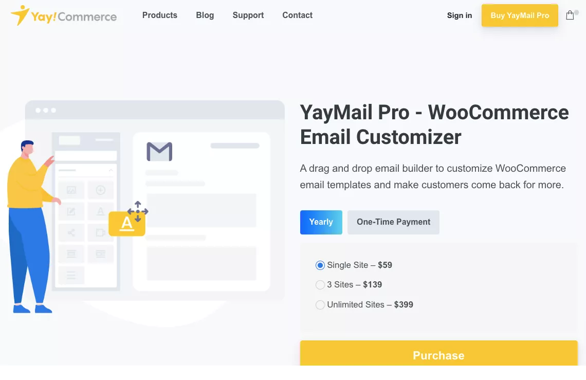 Plug-in WooCommerce Email Customizer – preços YayMail