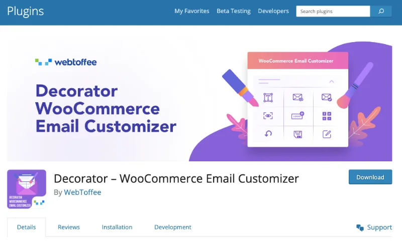 Plug-in WooCommerce Email Customizer - Plug-in gratuito Decorator
