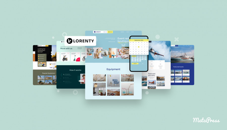Tema WordPress pentru închiriere de echipamente Lorenty pentru afaceri de închiriere.