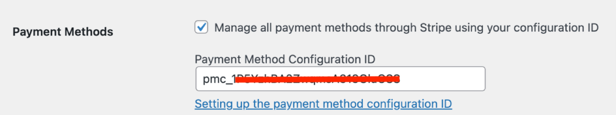 configurações do plugin de identificação de configuração de pagamento.