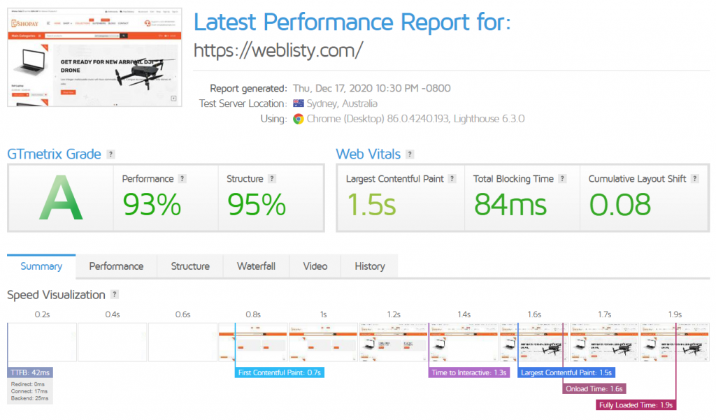 Wie richte ich Cloudflare-Einstellungen in WordPress ein? 8 GTmetrix website performance report