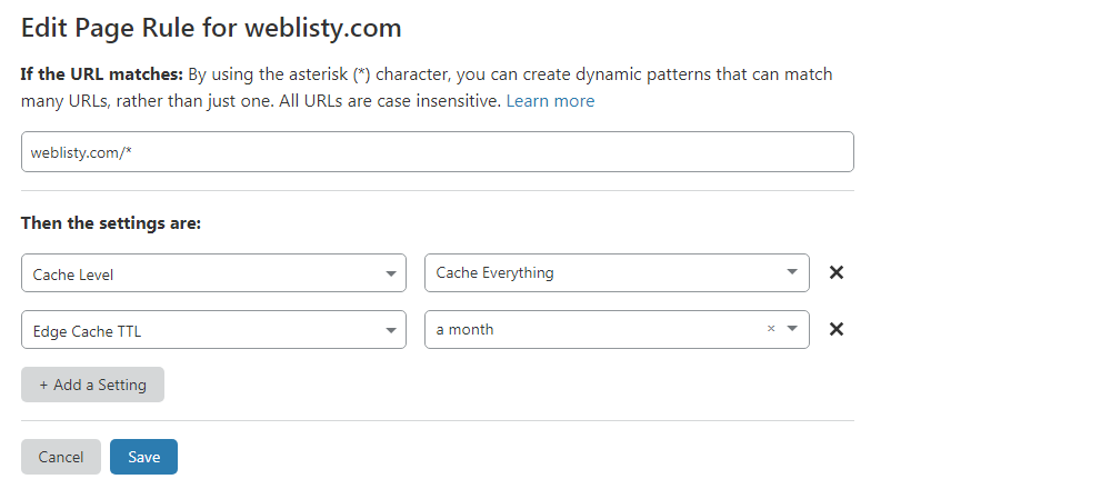 pagerule fullcache How to Setup Cloudflare Settings on WordPress?