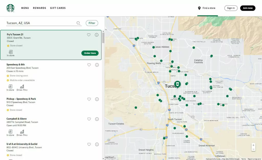 pencari lokasi toko google map starbucks