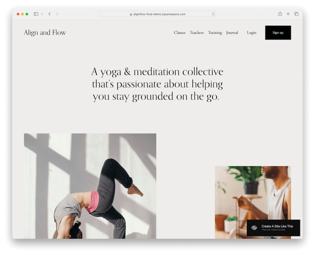 alignflow squarespace fitness şablonu