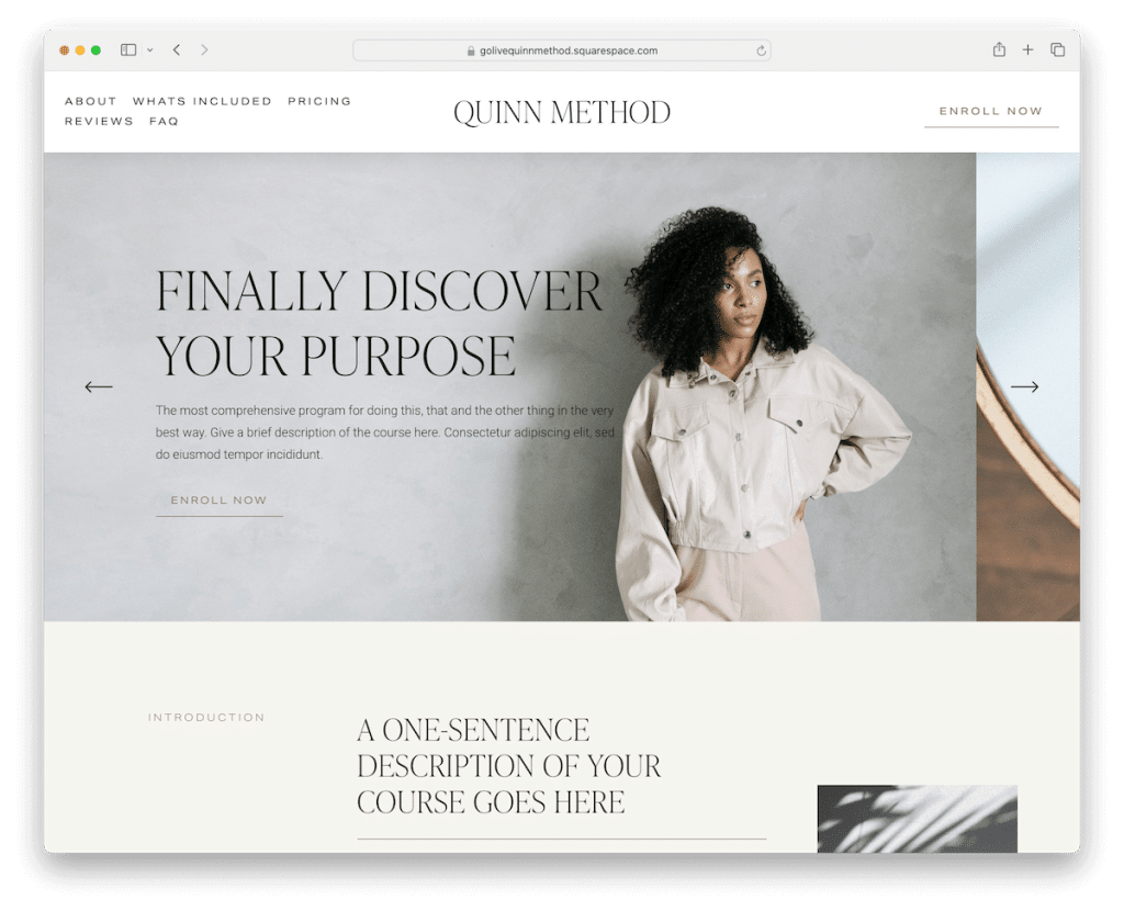 เทมเพลตการออกกำลังกาย quinnmethod squarespace