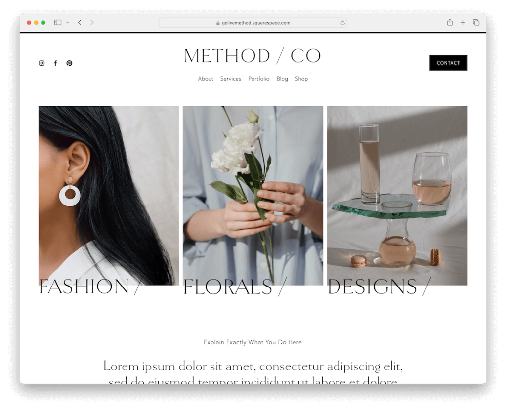 metoda szablon mody Squarespace