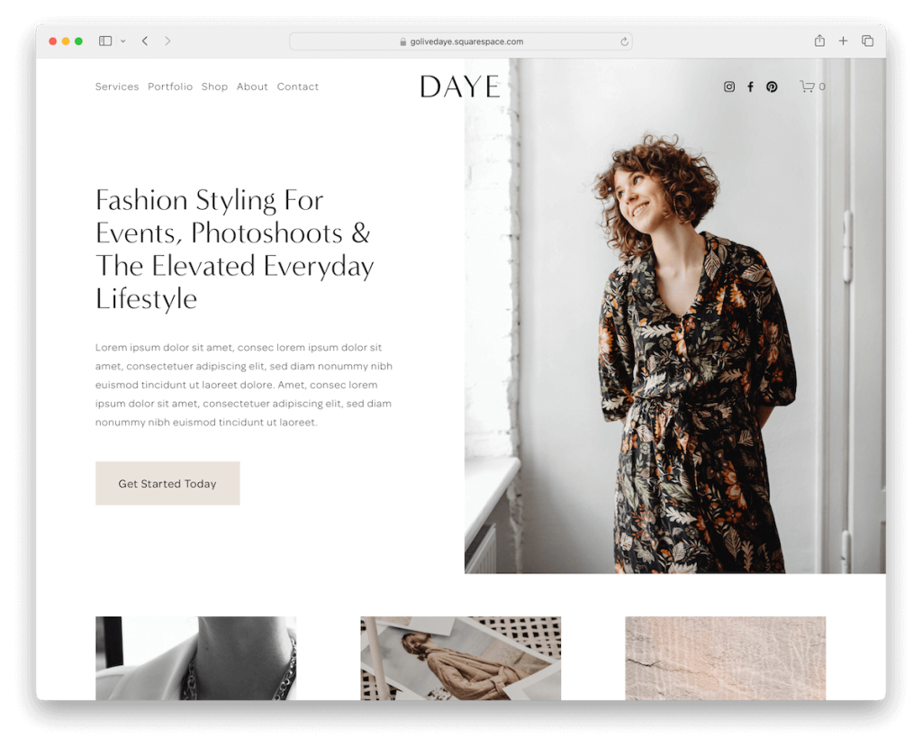 modèle de mode daye squarespace