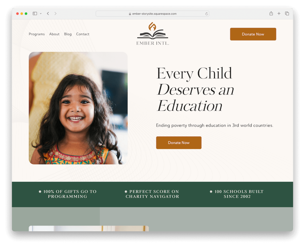 Ember Squarespace Non-Profit-Vorlage