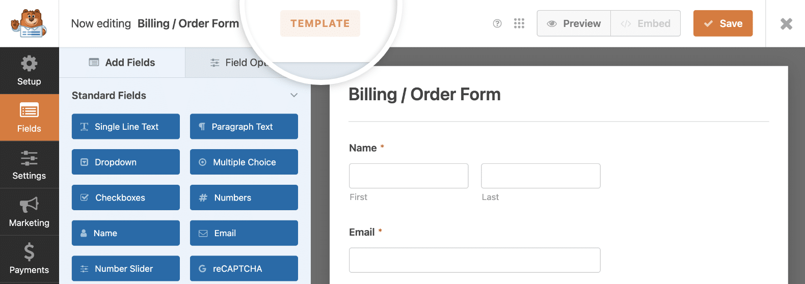 Editing a custom template in WPForms