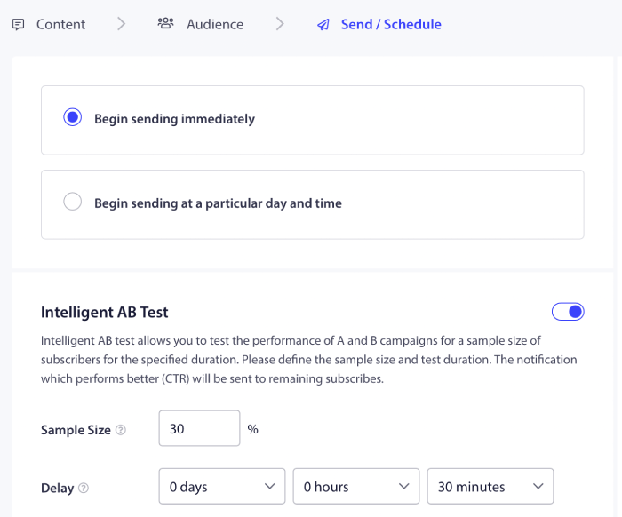 Setați opțiunile inteligente de testare A/B