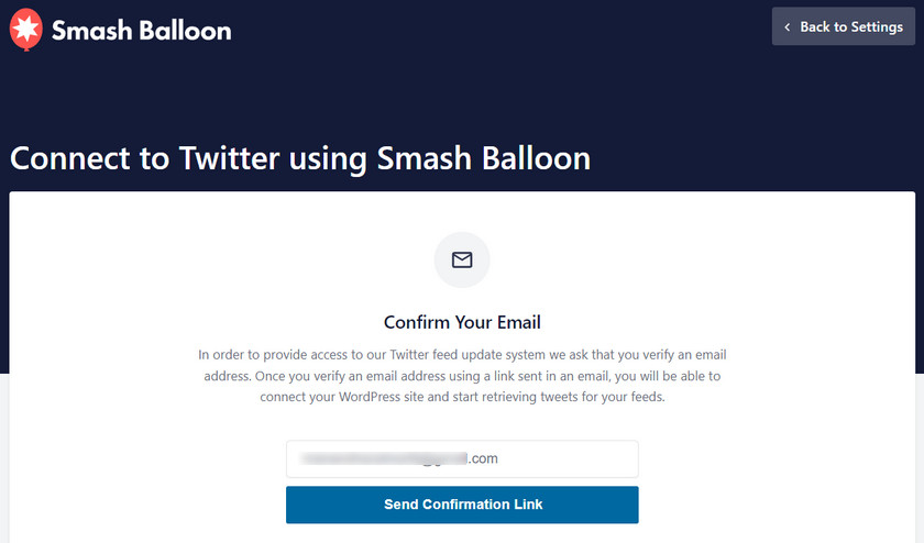 confirme seu endereço de e-mail com smash ballon