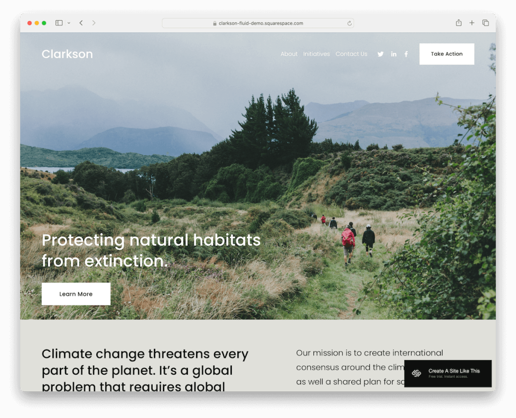 Clarkson squarespace 비영리 템플릿