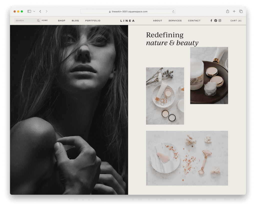 modello di bellezza linea Squarespace