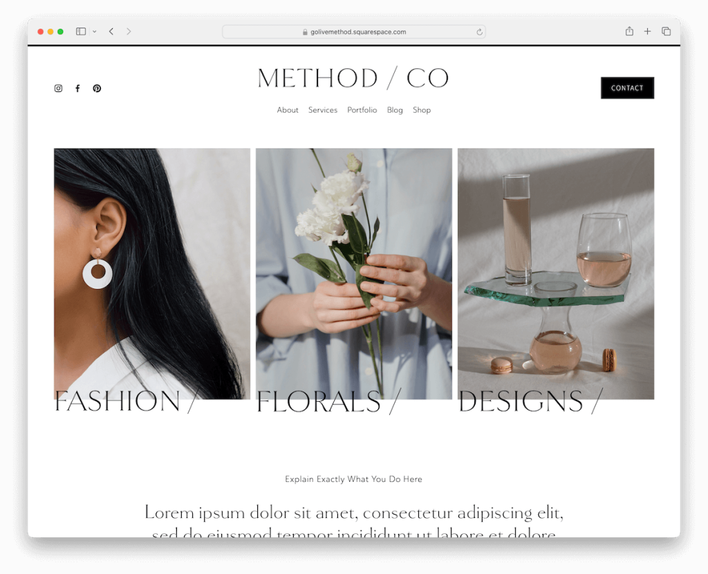 método plantilla de belleza squarespace