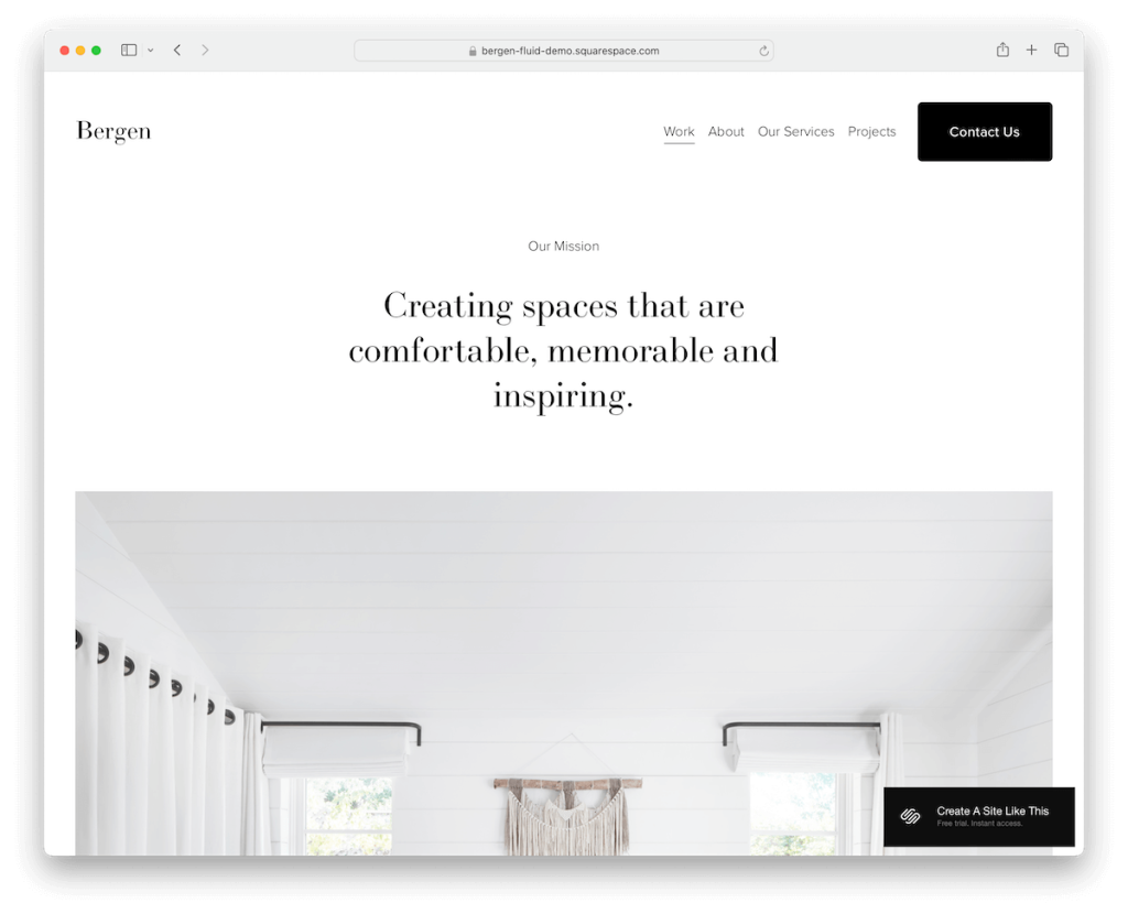 șablon minimalist bergen squarespace