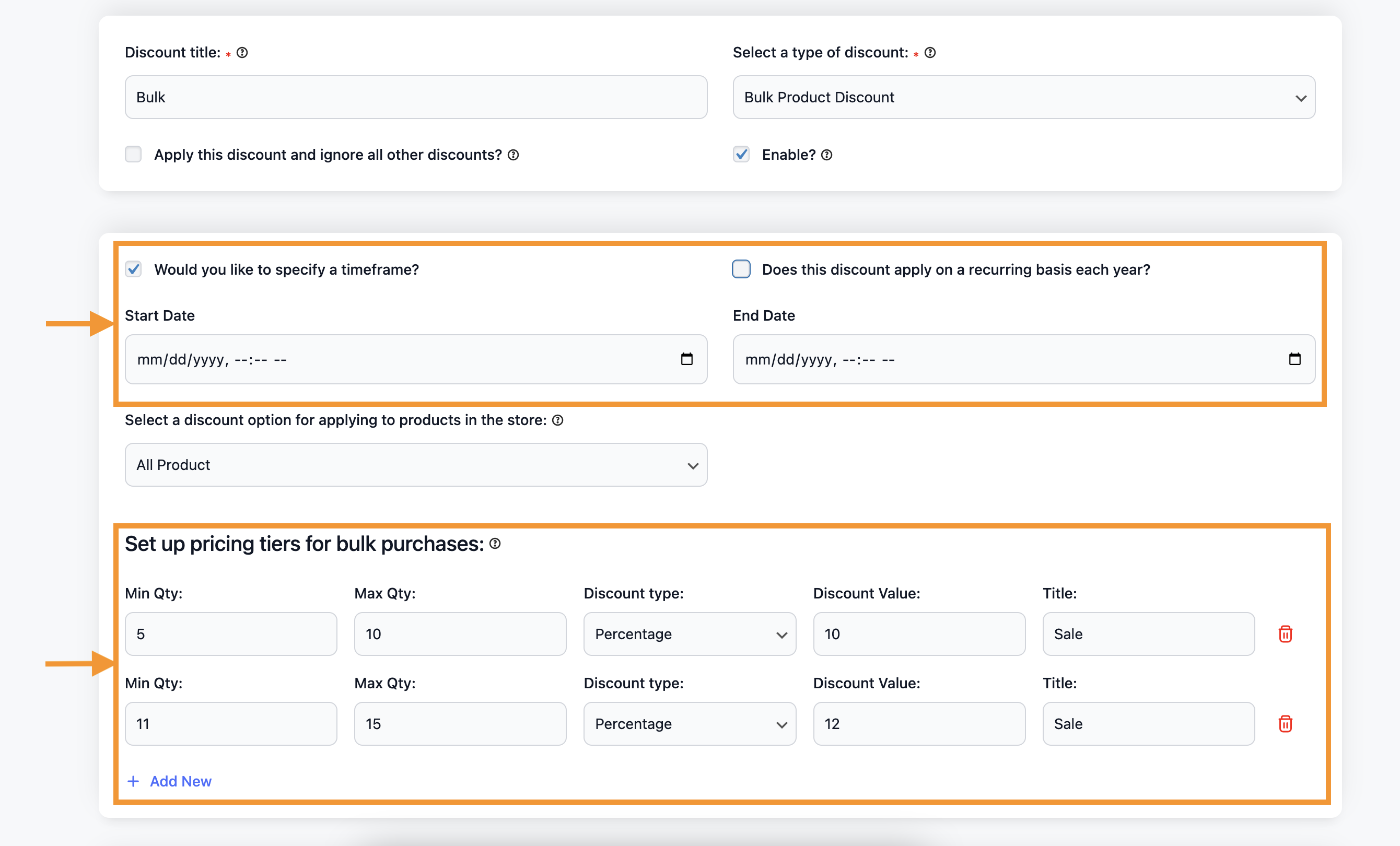 Configurer une réduction pour tous les produits