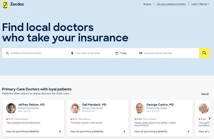 Zocdoc-Homepage.