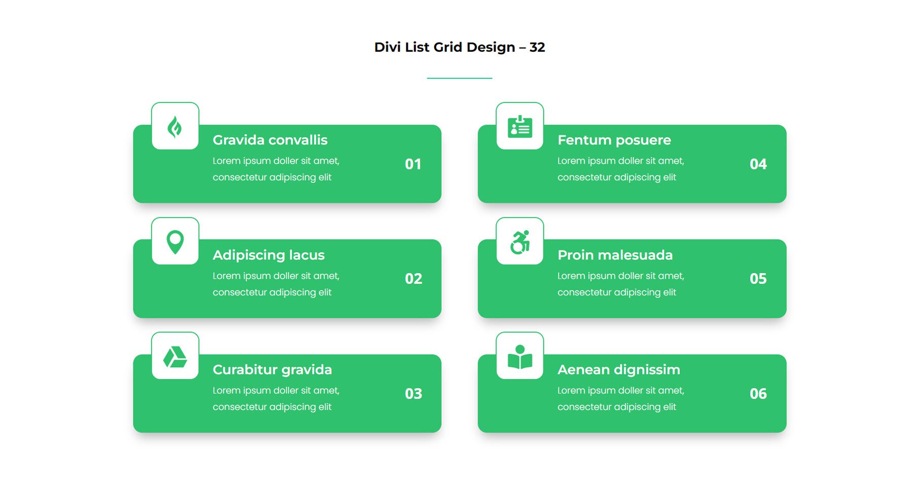 Démo de la grille de liste DiviGrid 32