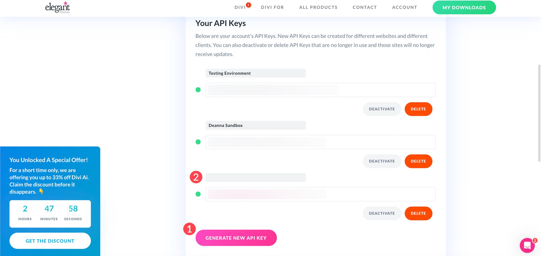 Générer une clé API