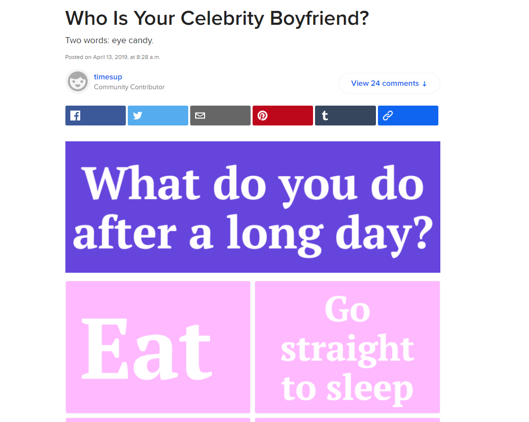 Buzzfeed 測驗的一個例子。