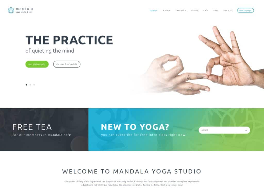 Mandala - Tema de WordPress para estudio de yoga y centro de bienestar