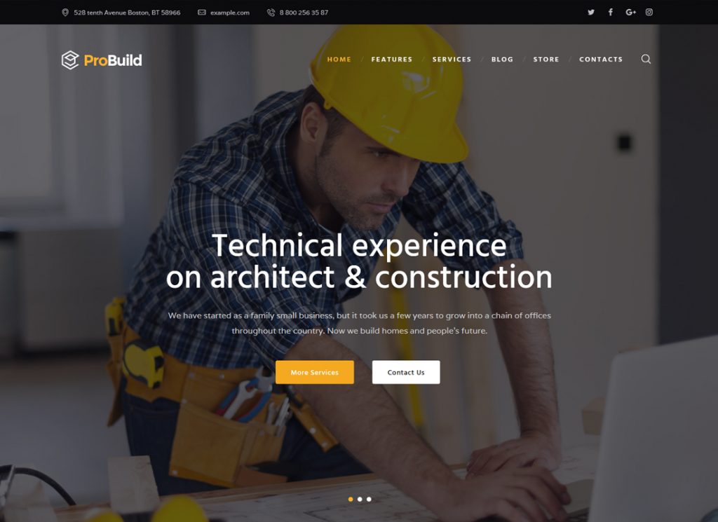 ProBuild - Tema de WordPress para construcción y edificación