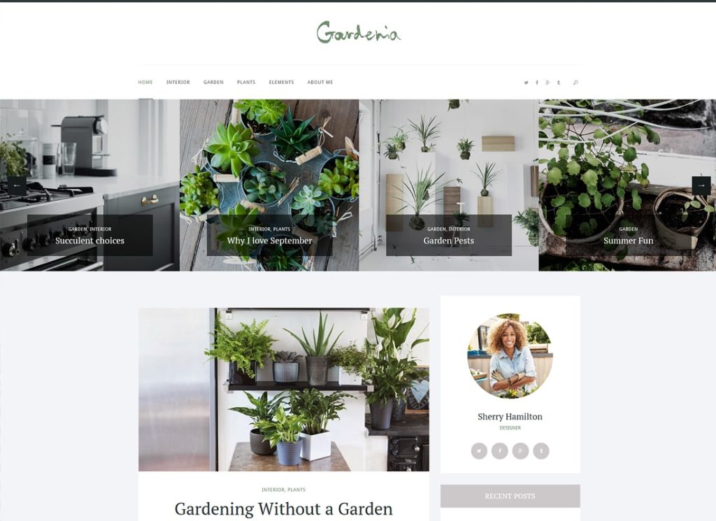Gardenia - Tema de WordPress para blog de jardinería