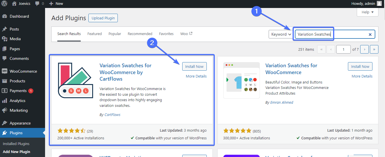 Échantillons de variations pour WooCommerce par CartFlows