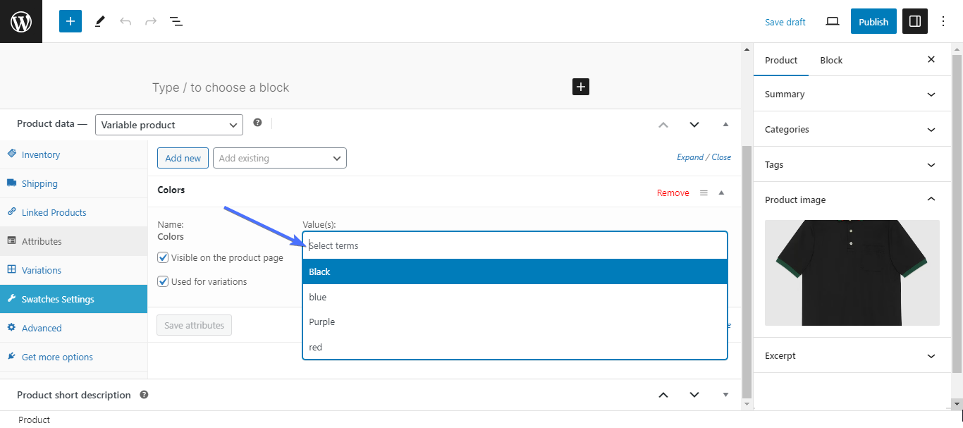 สีรูปแบบผลิตภัณฑ์ WooCommerce