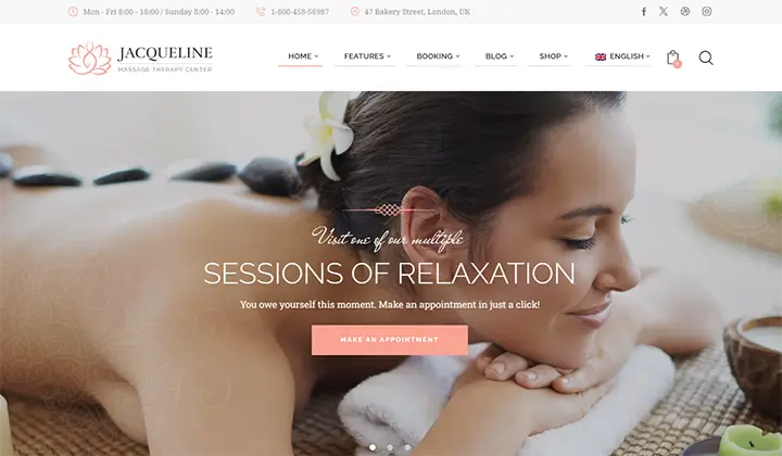 Die 9 besten WordPress-Themes für die Terminbuchung zur Optimierung Ihres Unternehmens 1 Jacqueline is one of the best appointment booking WordPress themes for Spa.