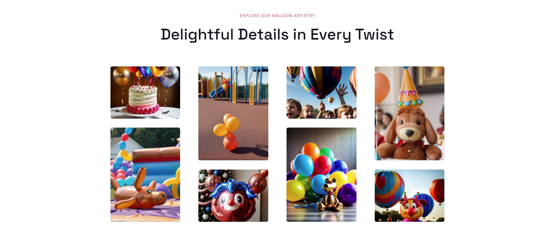 Ejemplo de bonanza de globos: sección de galería con imágenes descritas
