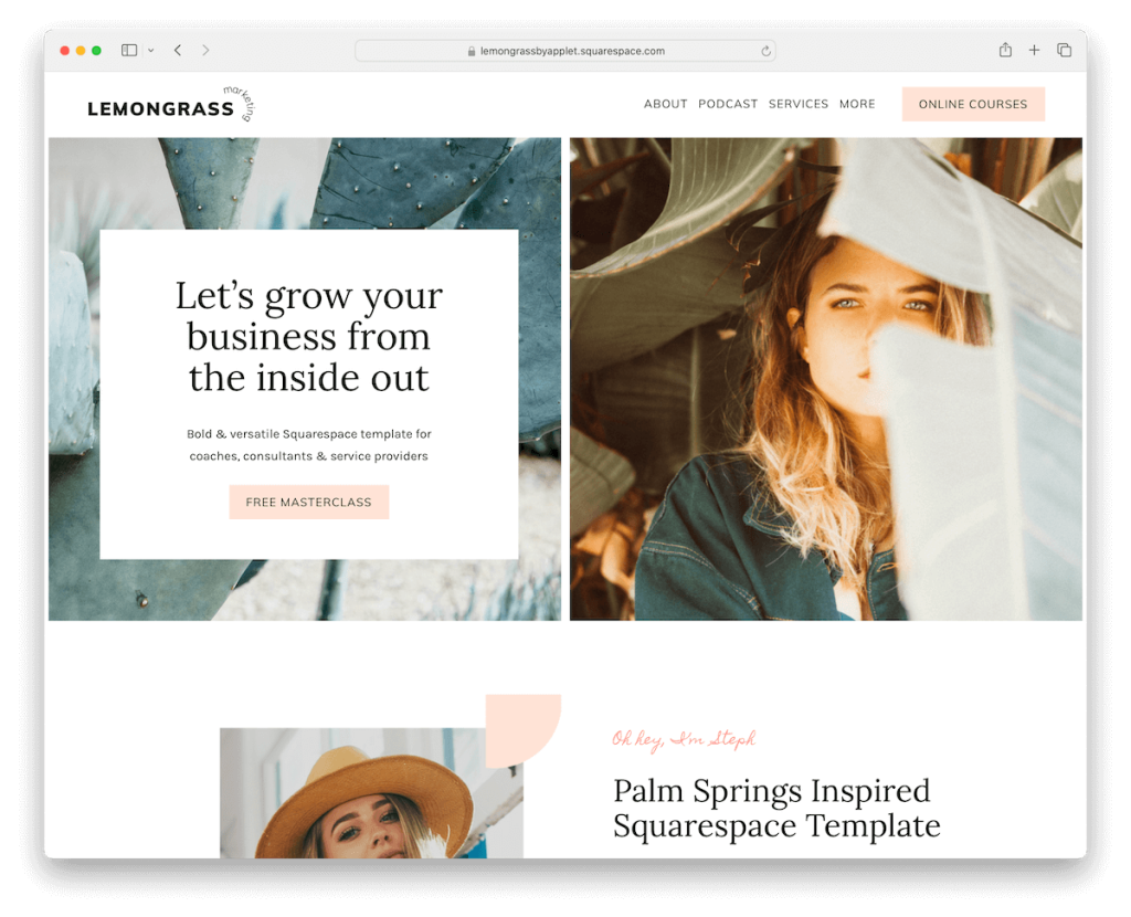 șablon de finanțare lemongrass squarespace