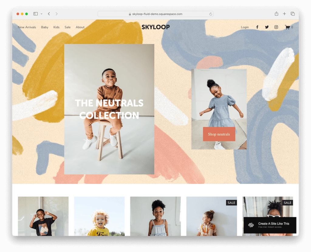 modello di moda skyloop Squarespace