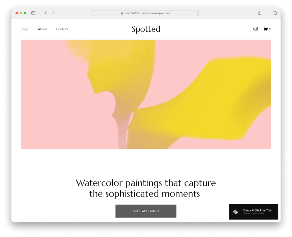 modello di e-commerce spotted Squarespace