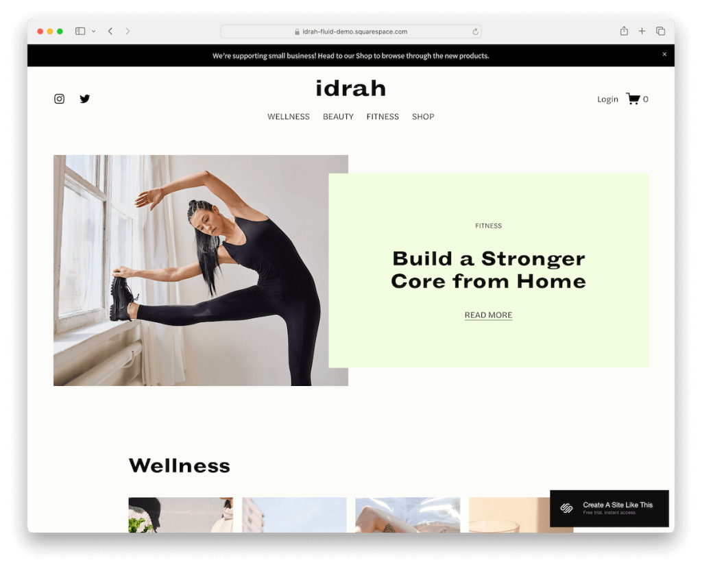 قالب التجارة الإلكترونية idrah Squarespace