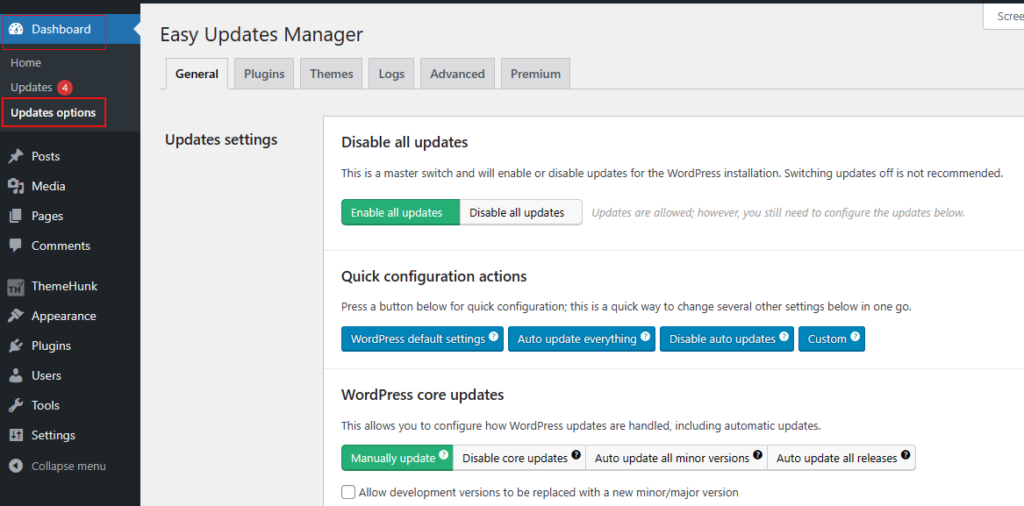 Cara Mengaktifkan atau Menonaktifkan Pembaruan Otomatis WordPress 5 wp dashboard 21