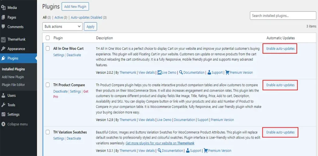 Cara Mengaktifkan atau Menonaktifkan Pembaruan Otomatis WordPress 2 wp plugin auto update