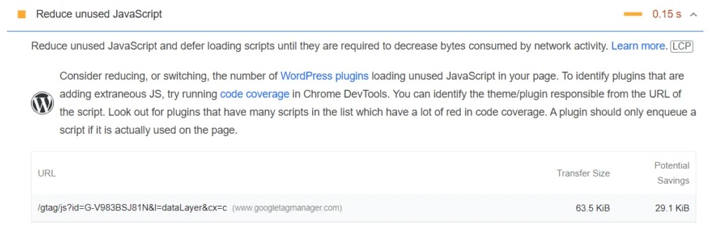 Kullanılmayan JavaScript Hatasını Azaltın