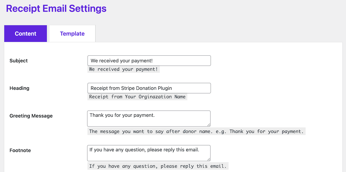 Correo electrónico de recibo de AidWP