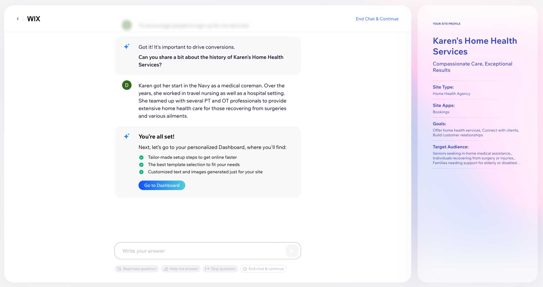 Chatbot de IA de Wix