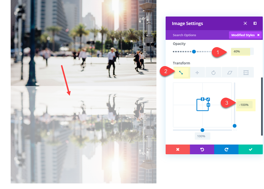 文本和圖像的divi反射
