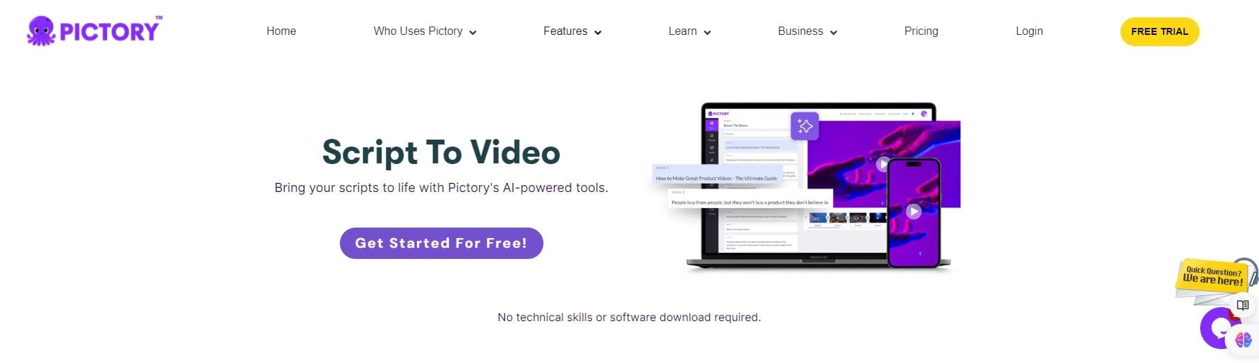 pictory.ai script în videoclip