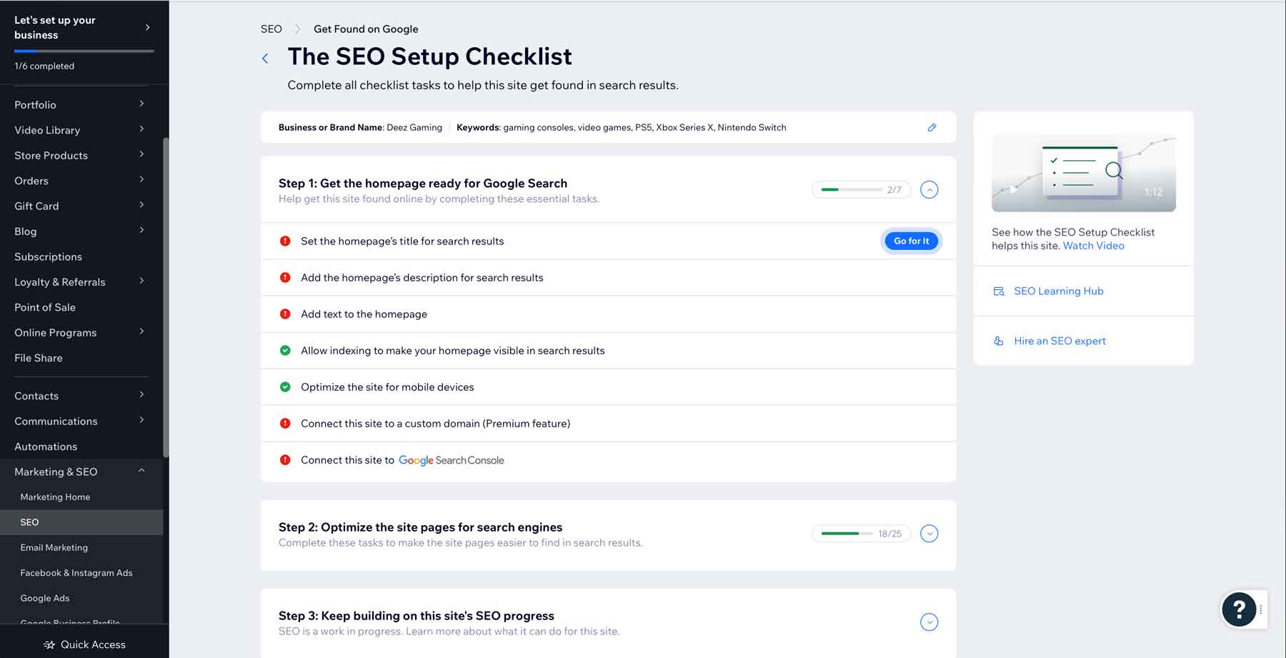 Контрольный список SEO-оптимизации Wix