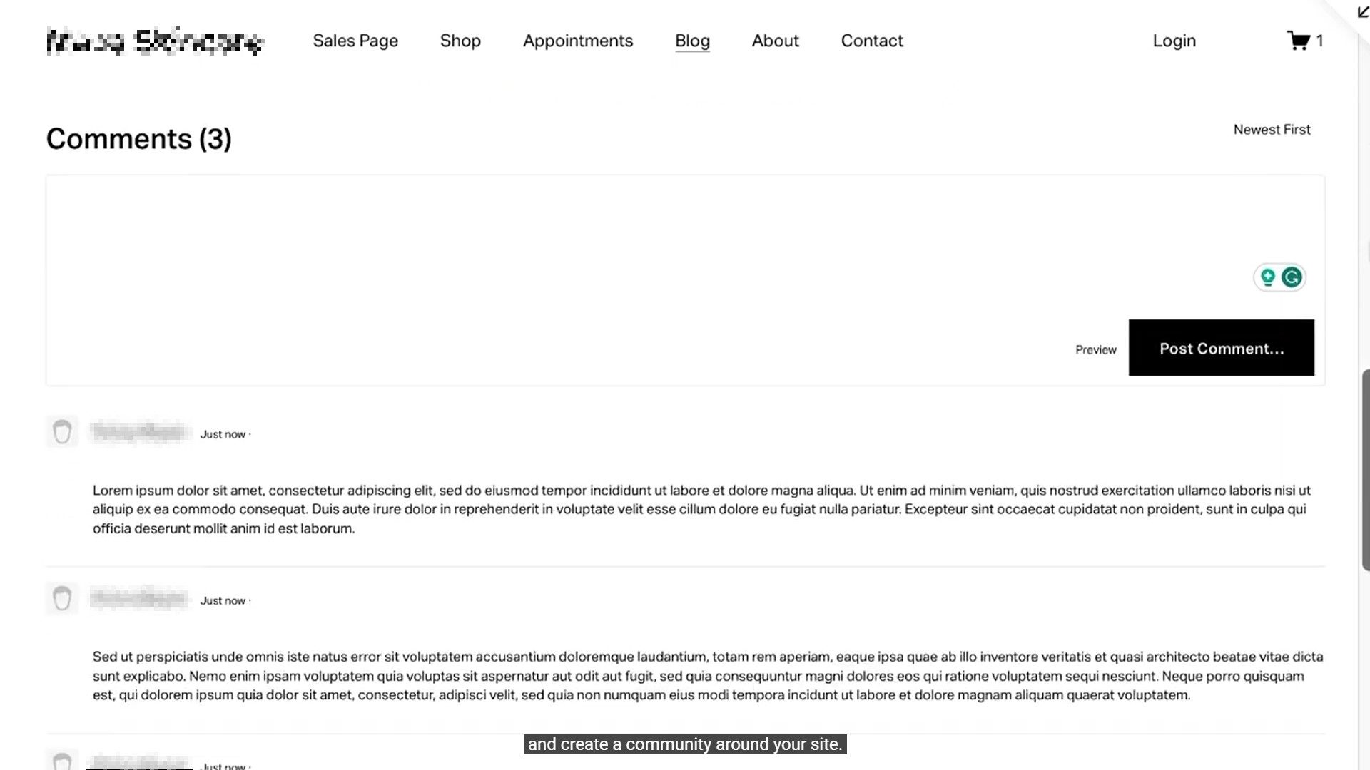 Функция комментариев Squarespace
