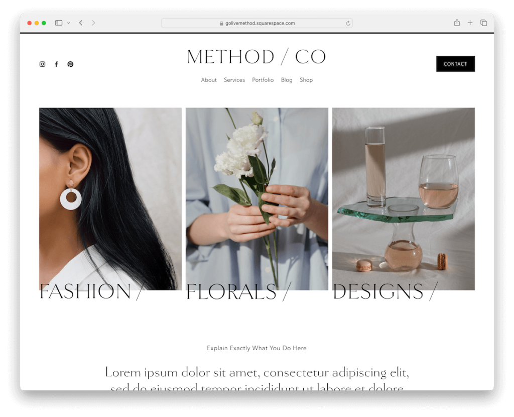 metoda șablon de bijuterii squarespace