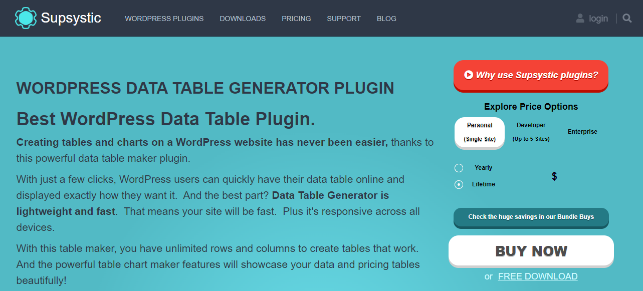 Supsystic est une société de logiciels qui produit une variété de plugins, notamment le générateur de tables de données.
