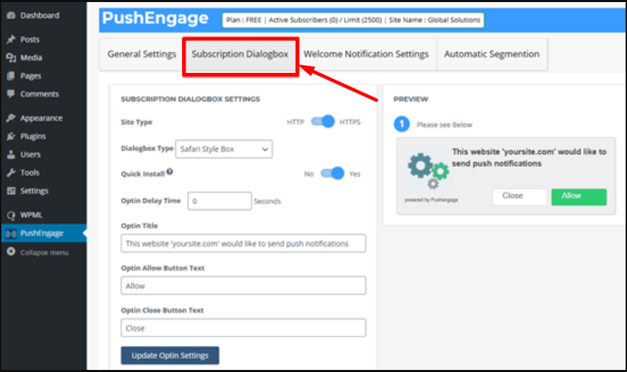Web Sitenize WordPress Anlık Bildirimleri Nasıl Eklenir 30 PushEngage Subscription Dialogbox