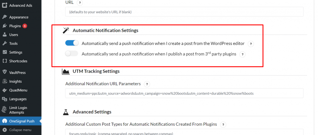 Web Sitenize WordPress Anlık Bildirimleri Nasıl Eklenir 18 Disable automatic Push Notifications